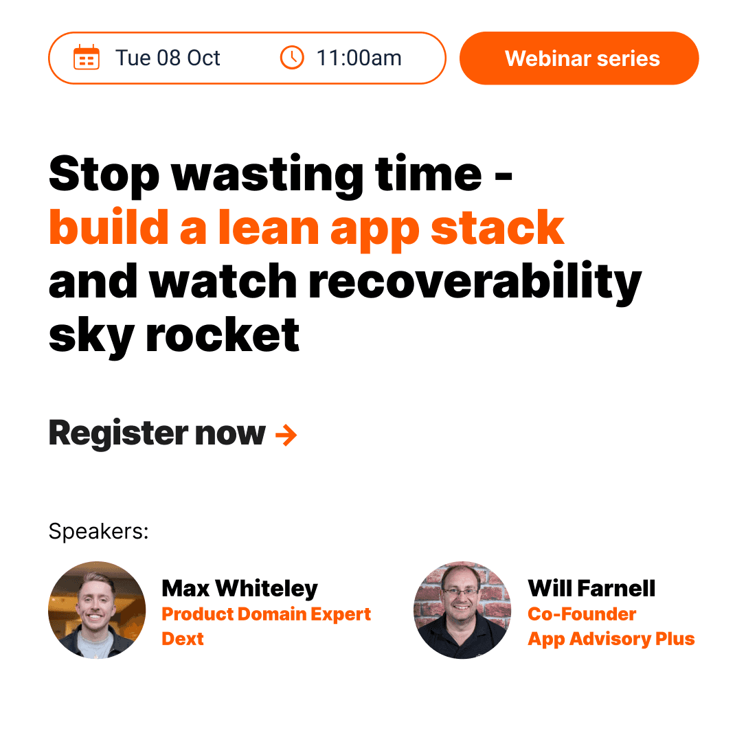 Stop wasting time - build a lean app stack and watch recoverability sky rocket logo