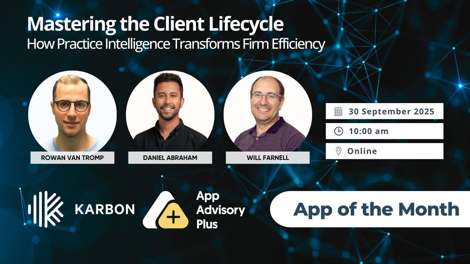 Mastering the Client Lifecycle - App of the Month Webinar logo