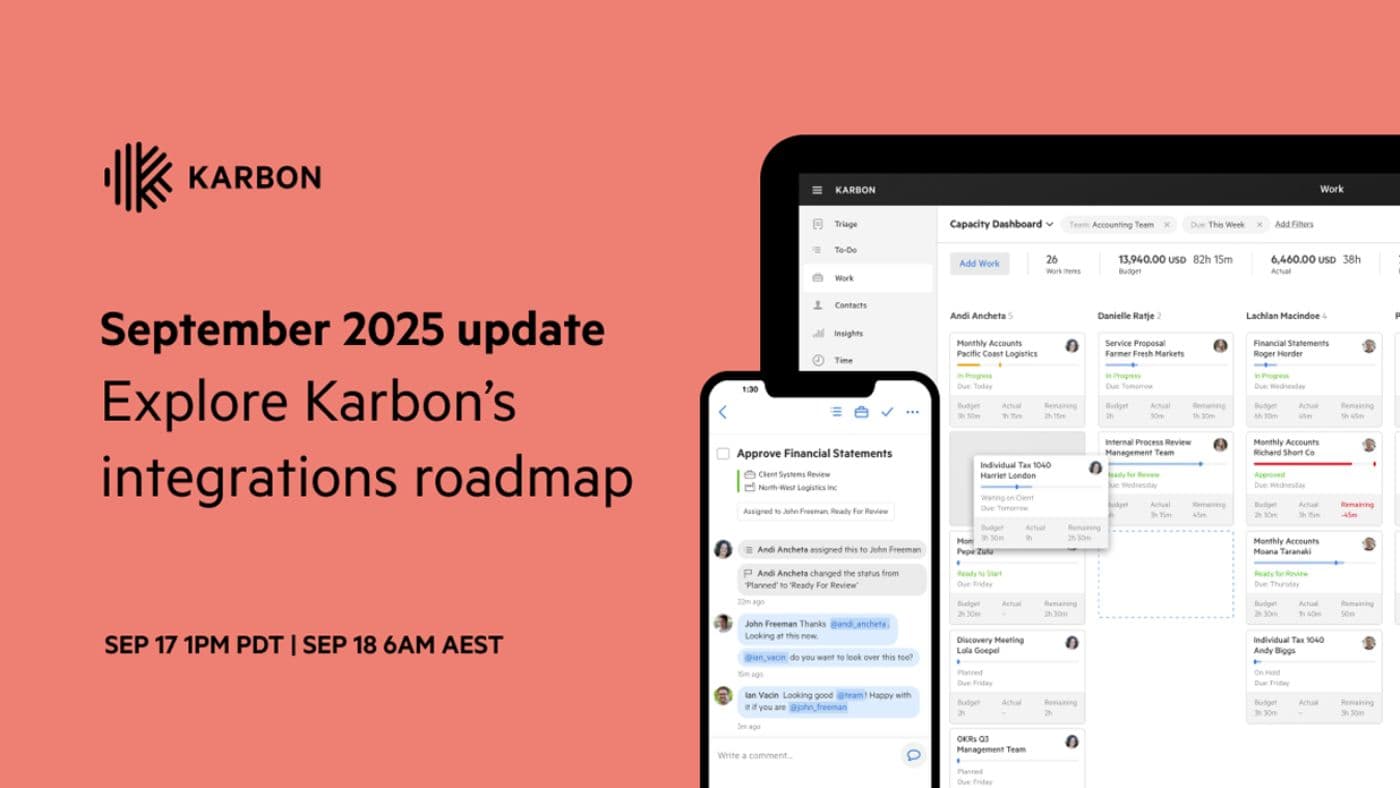 Explore Karbon’s latest integrations roadmap logo
