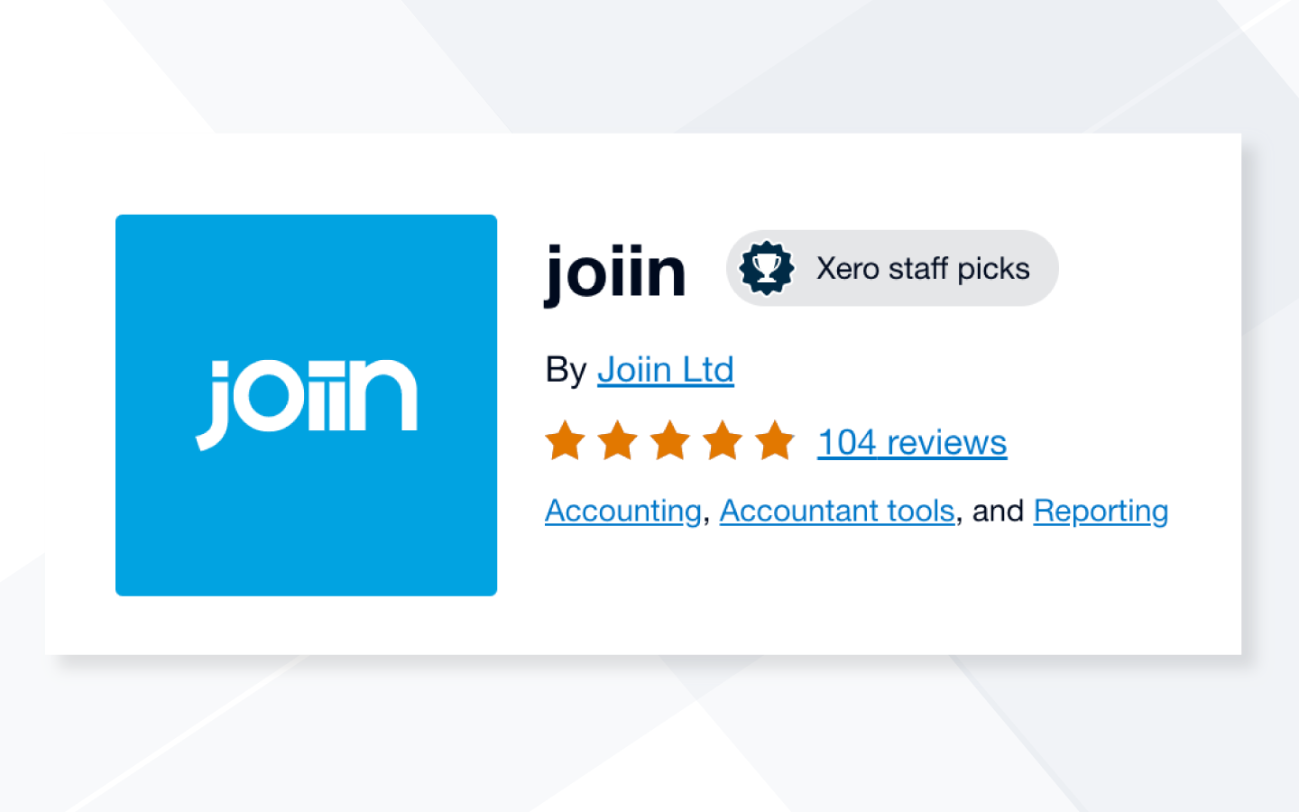 Joiin becomes one of Xero’s staff picks for November! logo